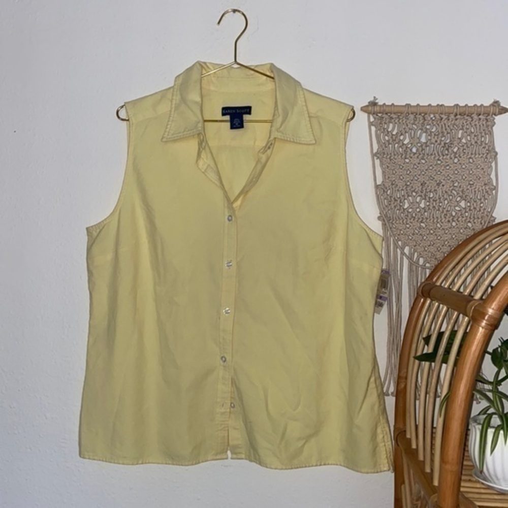 Karen Scott Yellow Sleeveless Collared Blouse Sz.18 NWT!